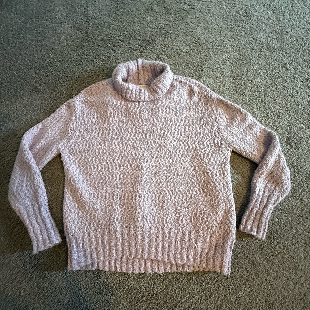 Cynthia Rowley Textured Purple Turtleneck Sweater